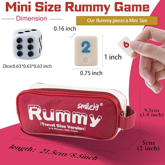 Smilejoy Mini Rummy Cube 4 Players Edition, Travel Rummy Game Set - Image 2