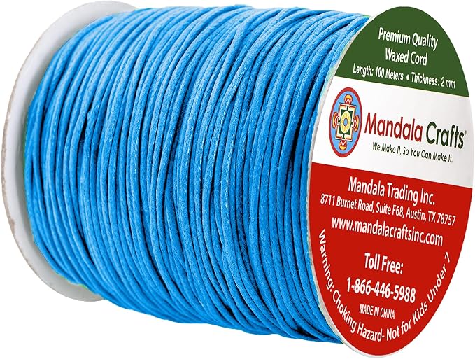 Mandala Crafts 2mm 109 Yards Sky Blue Cotton Waxed Cord - Image 2