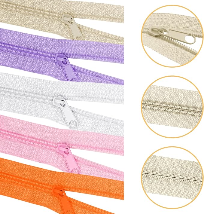 DOITEM 62 Yards 20 Pieces Sewing Zippers #3 Nylon Coil Zippers Assorted Zipper - Image 4