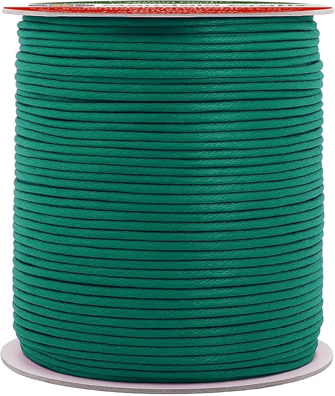 Mandala Crafts 2mm 109 Yards Peacock Green Cotton Waxed Cord by MandalaCrafts