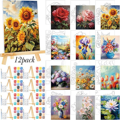 Zhanmai 12 Pack Pre Drawn Canvas by Zhanmai