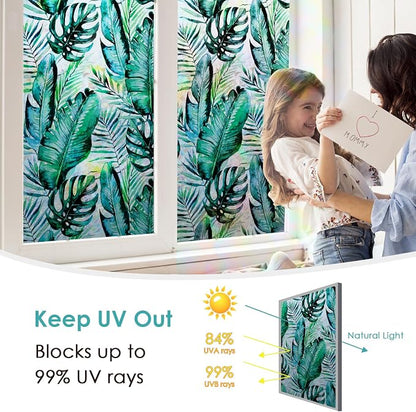 DKTIE Nature Pattern Rainbow Window Film Decorative Stained Glass Window Film - Image 6