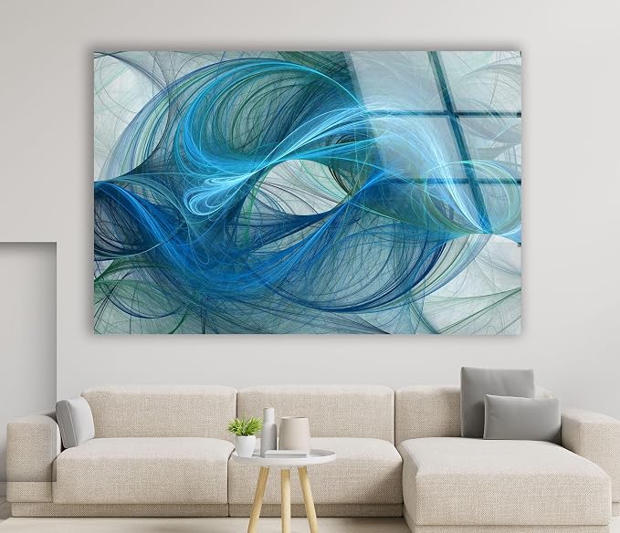 My Photostation.com 48Wx32H'' Blue Energy Abstract Wall Art – Fluid Motion - Image 2