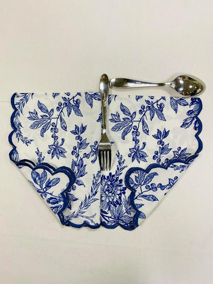 Ridhi Incremental Blue Hand Block Print Napkins 18" x 18" Set of 4 Reusable - Image 6