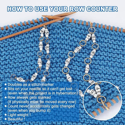 NBEADS 2 Pcs Flower and Bee Knitting Row Counter Chains, Number Beads Acrylic - Image 5