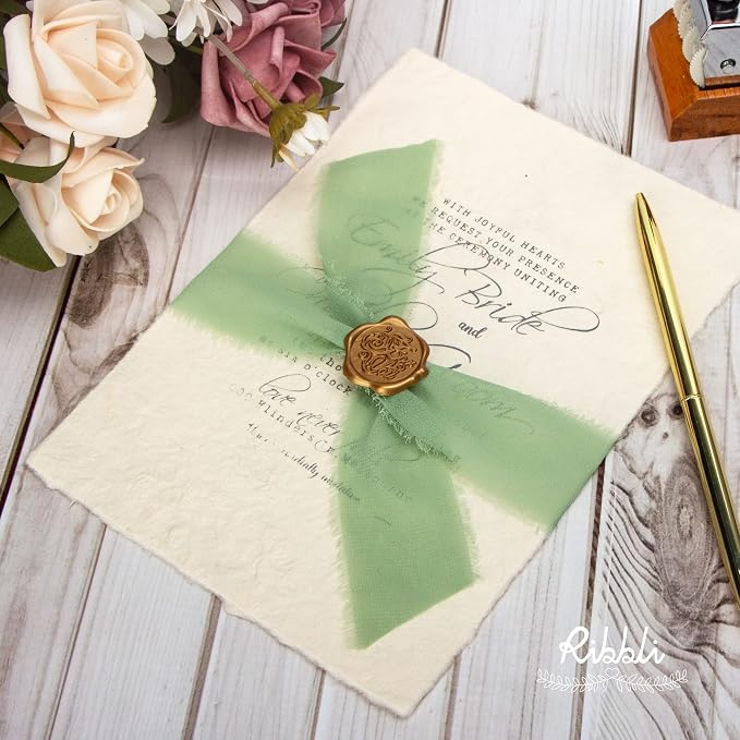 Ribbli Sage Green Chiffon Ribbon - Image 6