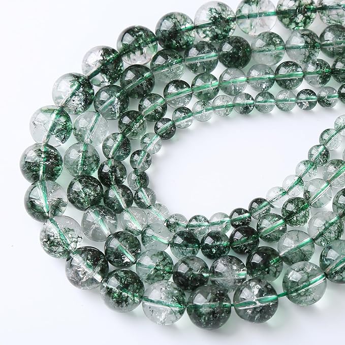 60pcs 6mm Natural Green Phantom Ghost Quartz Stone Round Beads - Image 3