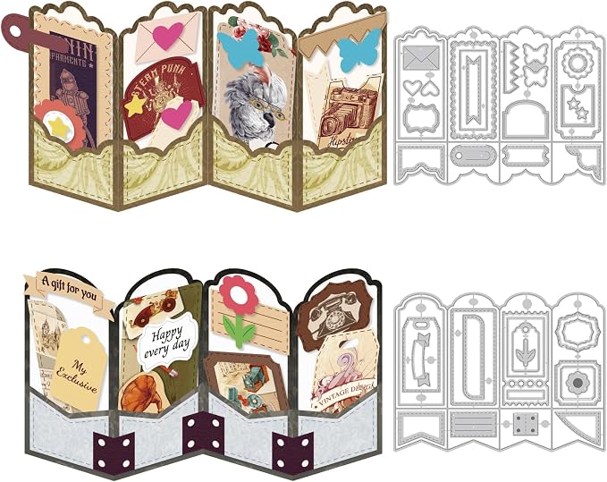 2PCS Folding Greeting Card Cutting Dies Metal Die Cuts by TWINKLEMON