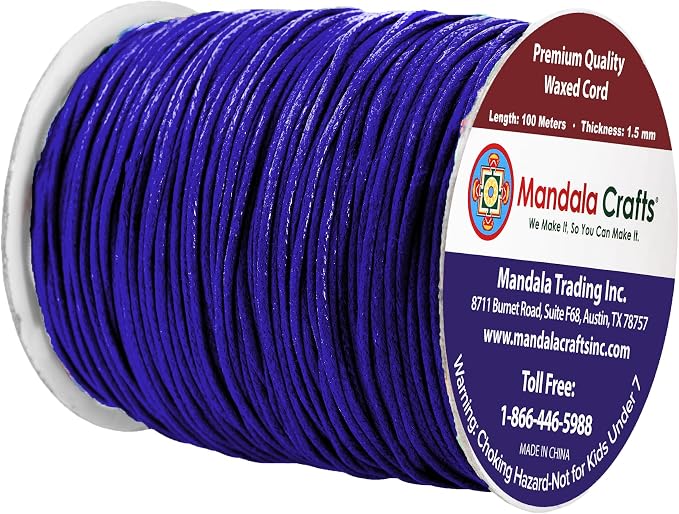 Mandala Crafts 1.5mm 109 Yards Dark Indigo Cotton Waxed Cord - Image 2