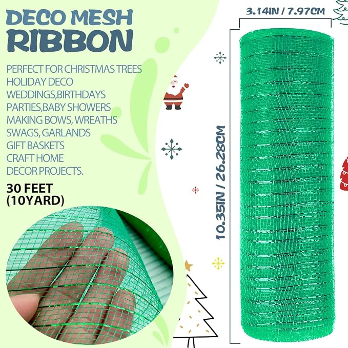 Anivia Deco Mesh Ribbon, 10inch x 30 Feet Each Roll Metallic Foil Mesh Ribbon - Image 2
