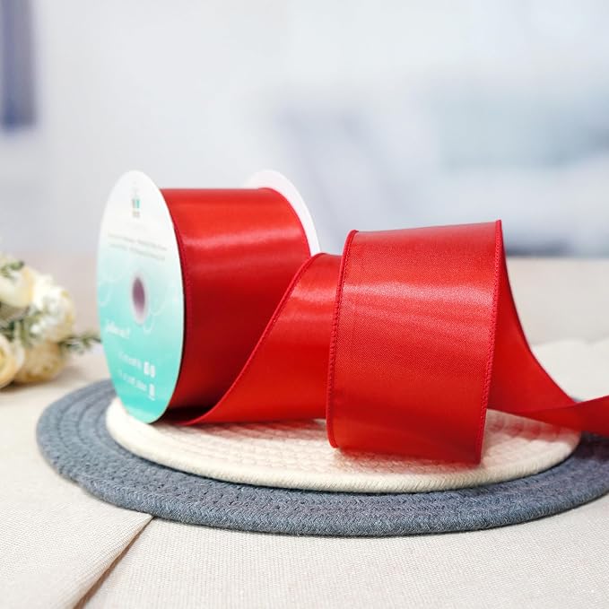 CT CRAFT LLC Satin Wired Ribbon 2.5 Inch x 20 Yards Red - Image 4