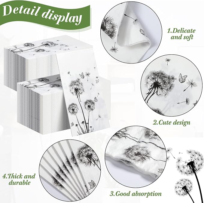 200 Sheets Dandelion Guest Towels Disposable - Image 3