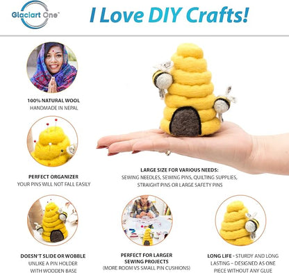 GLACIART ONE Sewing Pin Cushion Beehive | Large Size |Durable & Handmade Craft - Image 2