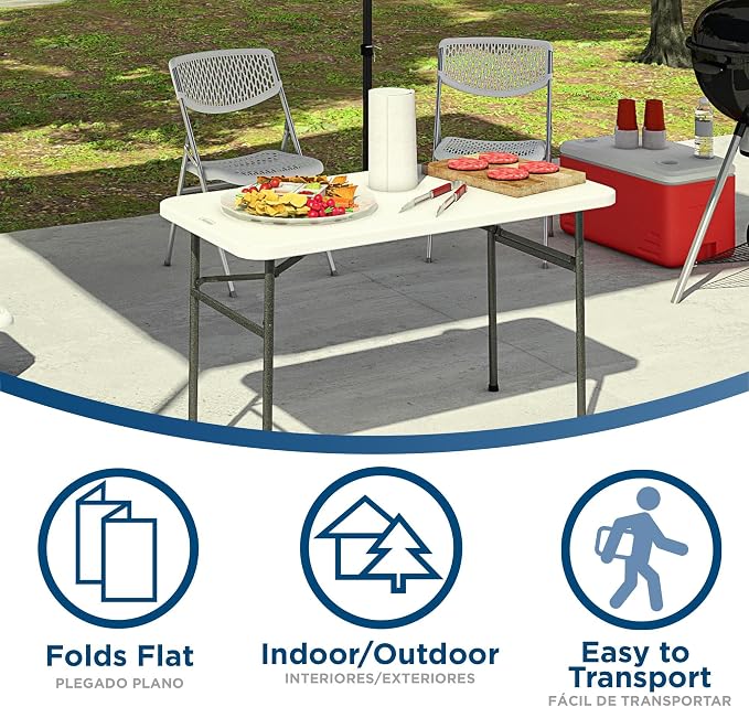 COSCO 4 ft. Straight Folding Utility Table, Indoor & Outdoor, Portable Desk - Image 5
