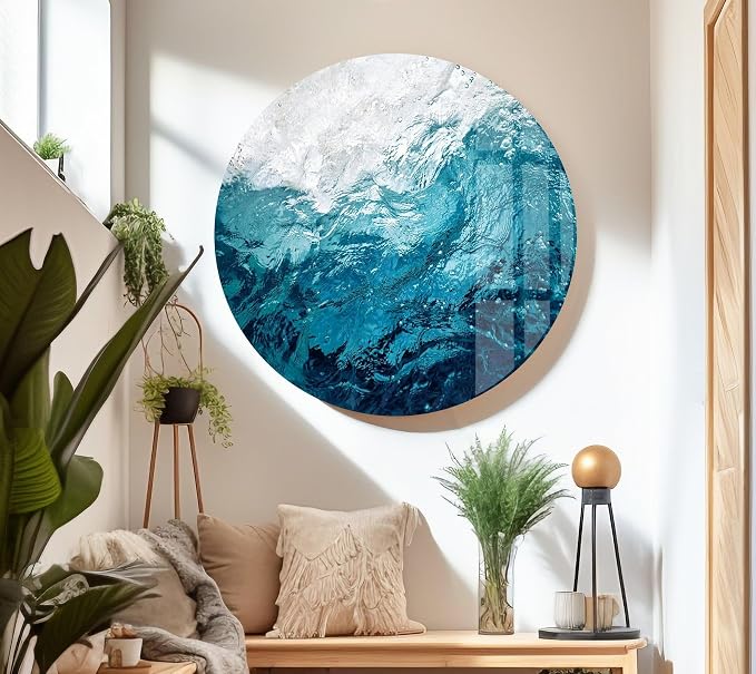 My Photostation.com 28Wx18H'' Blue Waves Abstract Glass Wall ArtTempered Glass - Image 5