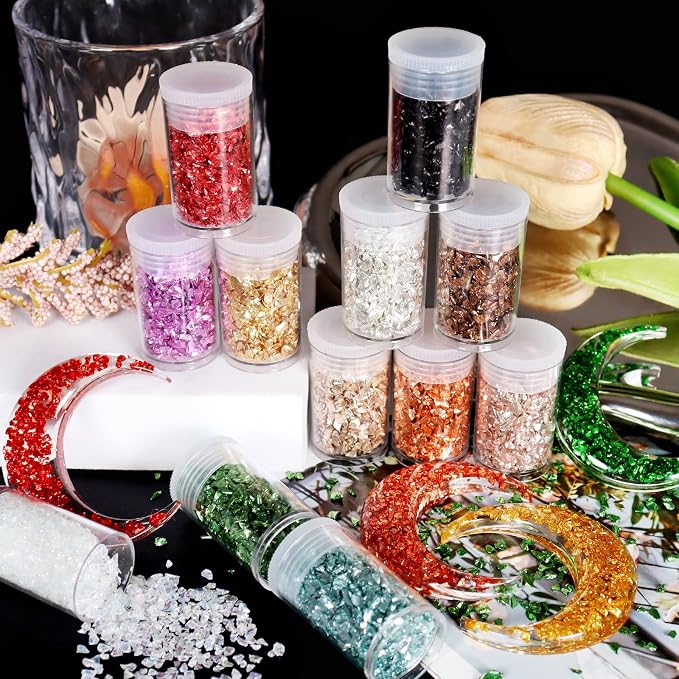 Matio 12 Colors Crushed Glass Irregular Glitter, 4.23oz/ 120g Crushed Broken - Image 7