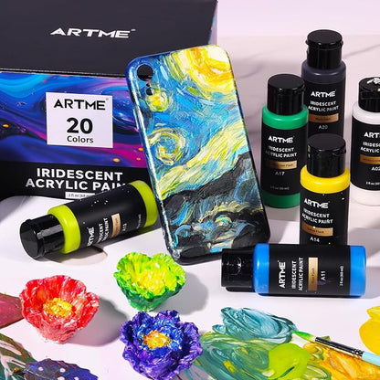 ARTME Iridescent Acrylic Paint Set, 20 Chameleon Colors in 2 oz/60ml Bottles - Image 6