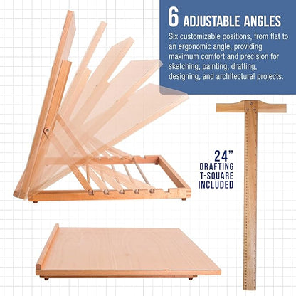 U.S. Art Supply X-Large 26" x 21" Adjustable Wood Art Drawing Board - Image 3
