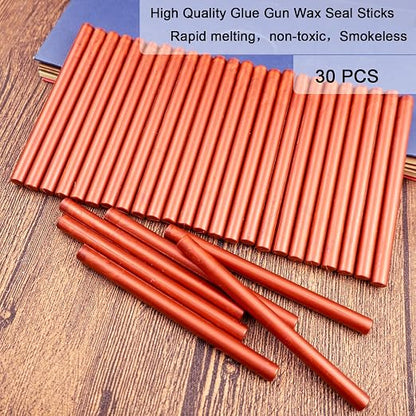 Wax Seal Stick, Ioggtser 30 PCS New Wine Red Mini Glue Gun Wax Seal Stick - Image 2