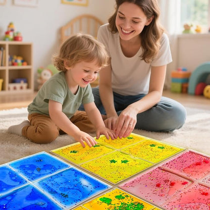 Squishy Liquid Sensory Tiles for Kids Ages 3+ – 12" Soft Tactile Visual Pads - Image 5