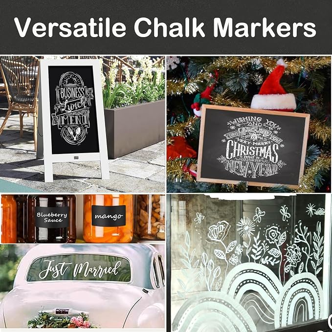 White Window Chalk Markers Pen, 5 Pack White Window Chalk Markers - Image 4