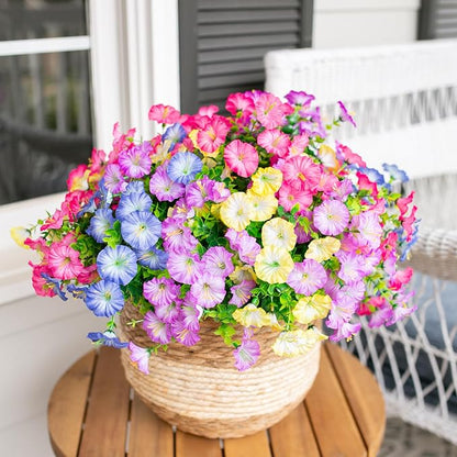 Artificial Flowers Fake Plants for Outdoors Decoration, 12 Bundles Silk Morning - Image 3