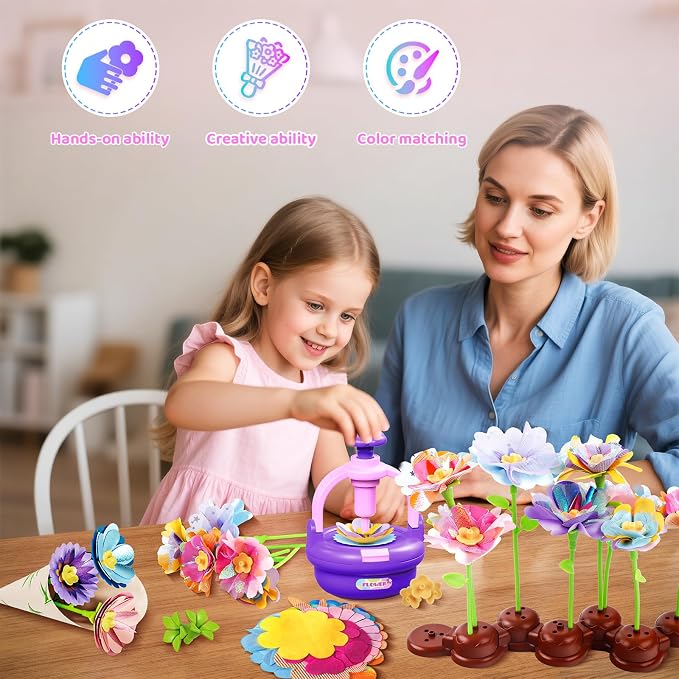 Plunack Flower Bouquets Toys for Kids Age 4-8, Flower Press Kit DIY Flowers - Image 4