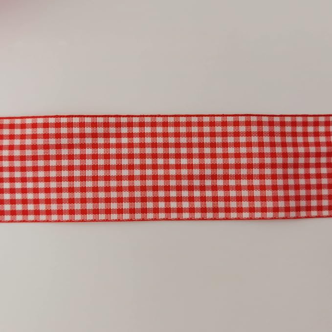 1.5 Inch Red and White Woven Edge 100% Polyester Gingham Ribbon 25 Yards Each - Image 9