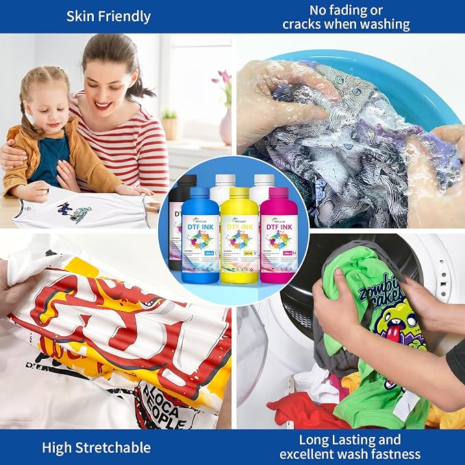 DTF Ink 500mlx6 for I3200 XP600 R1390 L1800, Heat Transfer Ink Conversion Kit - Image 4