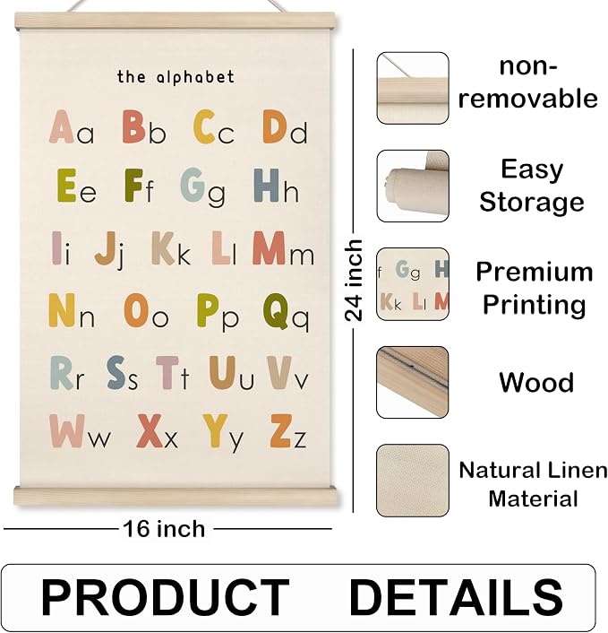 HRQKO Boho Alphabet Numbers Poster Hanger Frame Set of 2, Classroom Wall Decor - Image 7