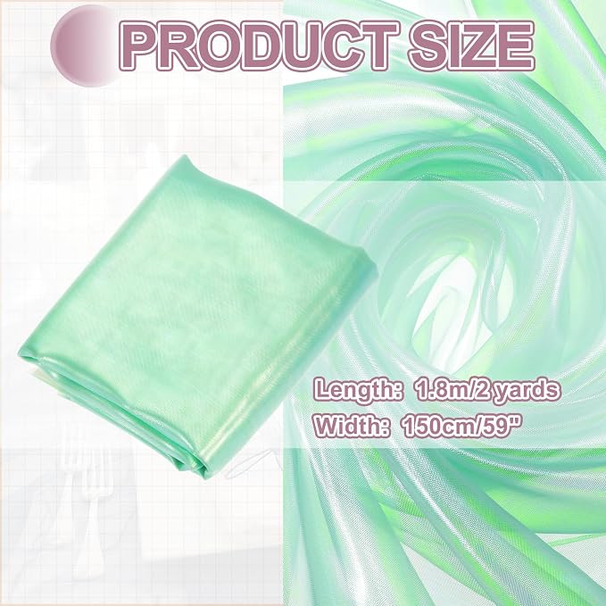 MECCANIXITY Iridescent Sheer Organza Fabric, 2 Yards x 59 Inches Solid Laser - Image 2