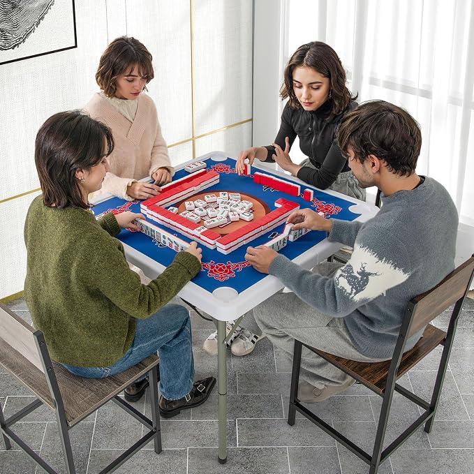 Giantex Folding Mahjong Table, Removable Noise Reduction Mat, HDPE Tabletop - Image 6
