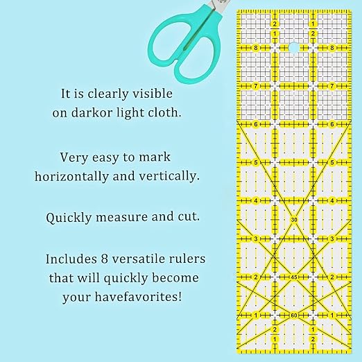 Quilting Rulers, 7 Piece Acrylic Ruler, Sewing & Quilting Templates - Image 4