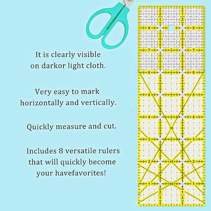 Quilting Rulers, 7 Piece Acrylic Ruler, Sewing & Quilting Templates - Image 4