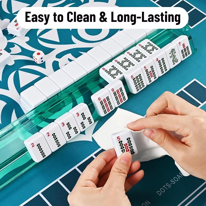 American Mahjong Tile Set – 166 White Tiles, 4 All-in-One Color Racks - Image 6