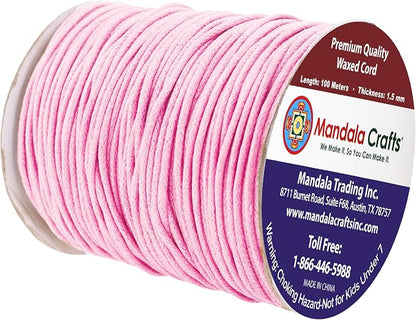 Mandala Crafts 1.5mm 109 Yards Baby Pink Cotton Waxed Cord - Image 2