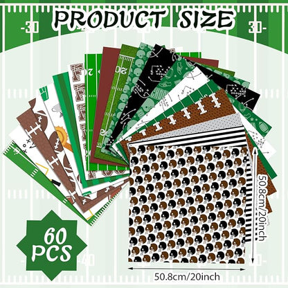 Ganeen 60 Pcs 10 x 10 Inch Football Quilting Fabric Squares Vintage Football - Image 2