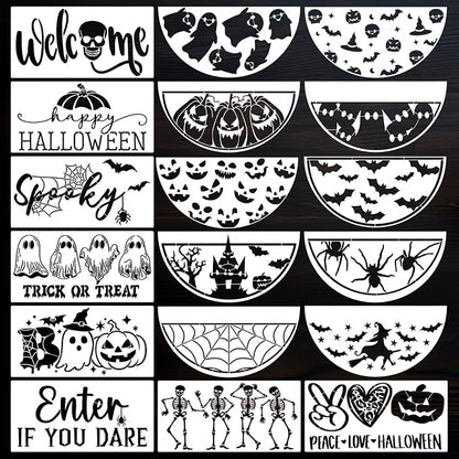 Halloween Stencils 12” Halloween Stencil Skeleton Trick or Treat Boo Templates by zosylley