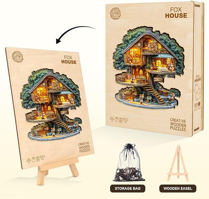 Wooden Puzzles for Adults, Fox House Puzzles, Wood Adult Puzzle, Birthday Gifts - Image 8