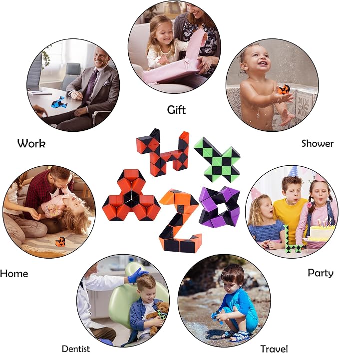 Ganowo 18 Pack Fidget Snake Cube Mini Twist Puzzle - Image 4