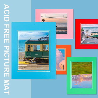 HOTUO 10 Pack Colorful 11x14 Picture Mats, Pre-Cut Picture Frame Mat - Image 2