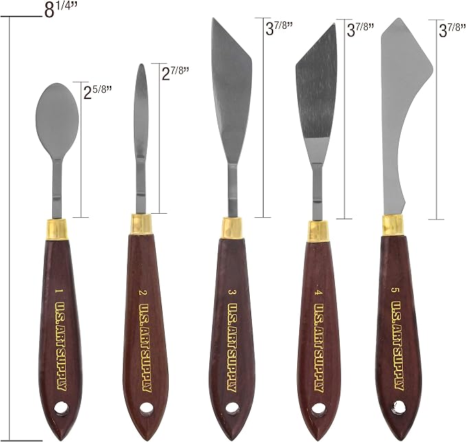 U.S. Art Supply 5-Piece Artist Stainless Steel Palette Knife Set - Image 4
