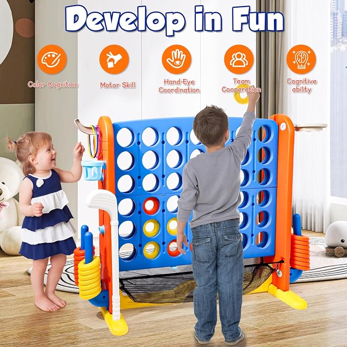 Ancaixin Giant 4 in-A-Row Connect Game Set, Adjustable Height Jumbo Yard Game - Image 3