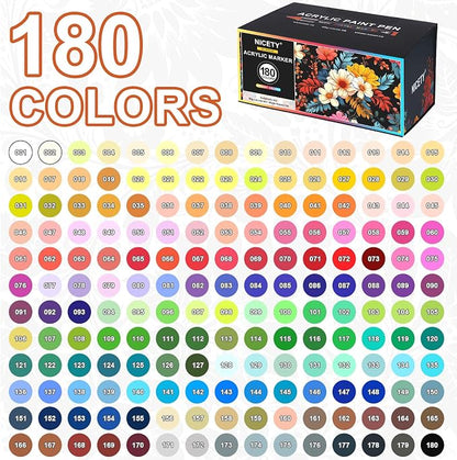 NICETY 180 Acrylic Paint Markers, Acrylic Paint Pens Brush Tip - Image 8