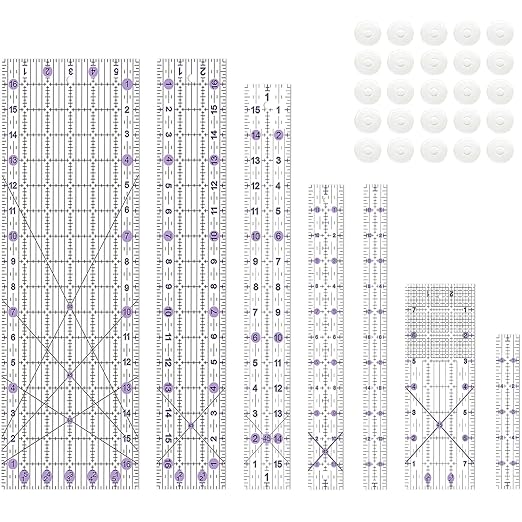 Quilting Ruler, Sewing Ruler, 8 Pack, Acrylic Quilting Templates, Non Slip by HLZC