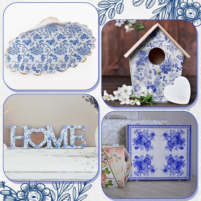 Crtiin 36 Pack 9 Styles Decoupage Napkins Assorted Floral Decorative Decoupage - Image 3