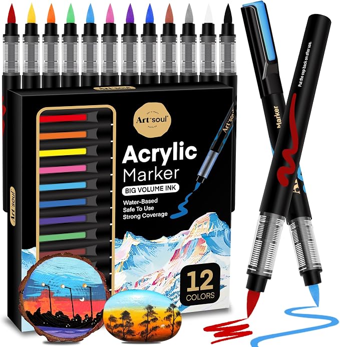 Art+soul Acrylic Paint Markers, 12 Colors by Unknown
