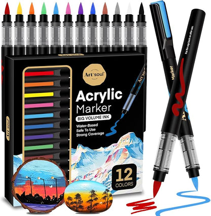 Art+soul Acrylic Paint Markers, 12 Colors by Unknown