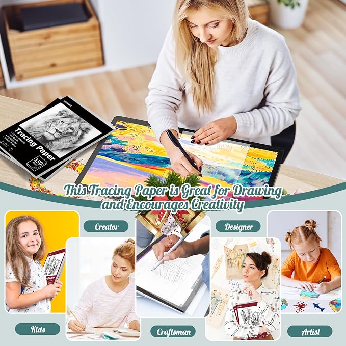 Tracing Paper 8.5x11 inch, 150 Sheets Transparent Vellum Paper - Image 6