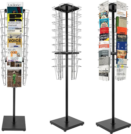 36 Pockets-360°Rotating Magazine Rack Holder Floor Comic Book Brochure Display by kunghei